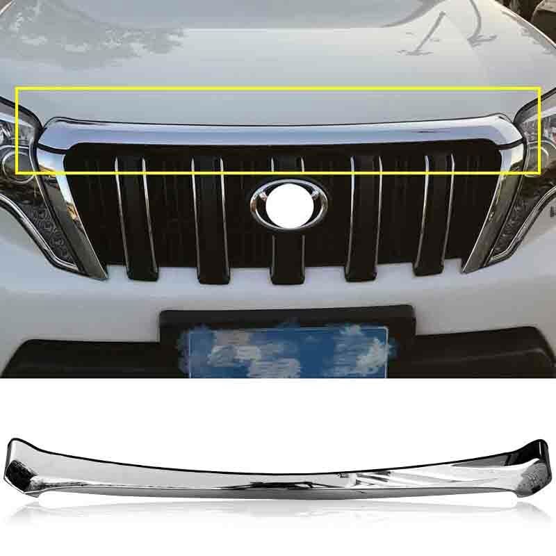 for Toyota Prado FJ150 2014-2017 Chrome Front Bumper Grille Strip Decor Cover
