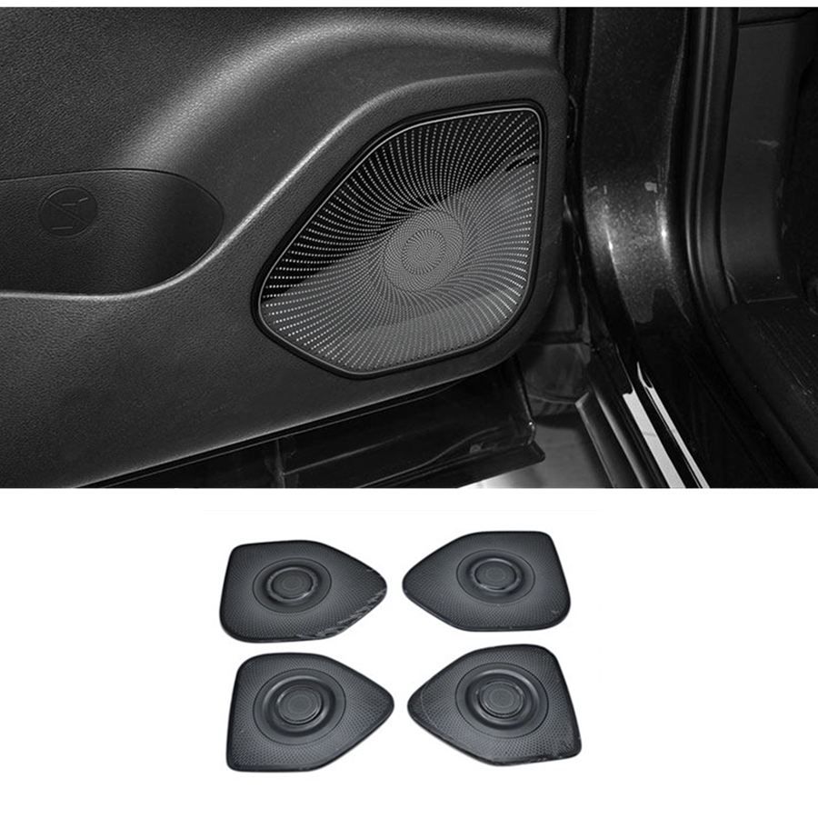 2021-2024 for Nissan Rogue Black Stainless Inner Door Speaker Cover Decor Trim*4