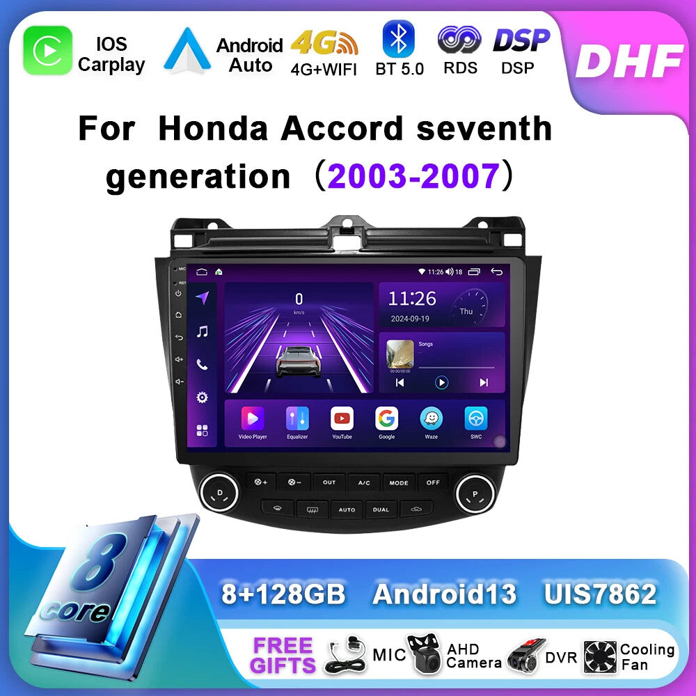 Car Radio Carplay for Honda for Accord 7 2003-2008 Auto GPS Stereo Multimedia Screen