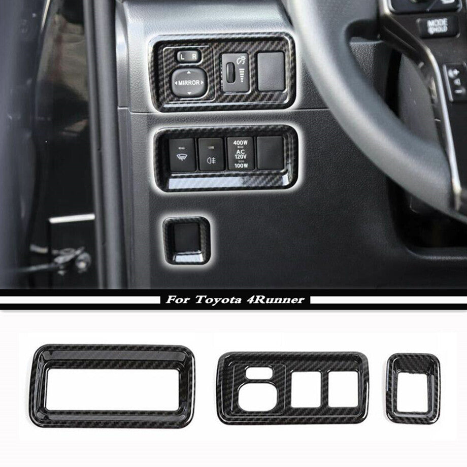 For 10-23 4runner Carbon Rear View Mirror Adjust Switch Decor Cover Trim v