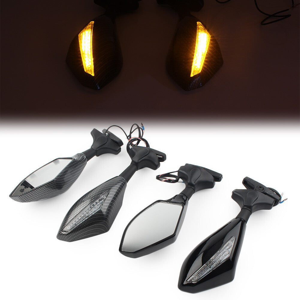 Rearview Mirrors W/LED Turn Signal Fit for Honda for Kawasaki for Yamaha YZF R6S Motorcycle
