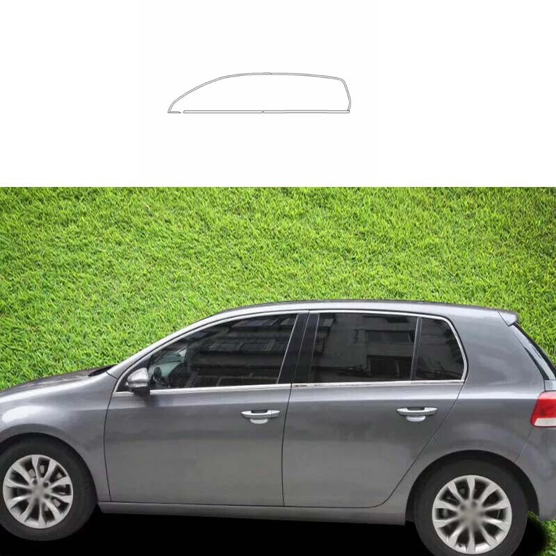 Steel Silver 10-13 Strip Trim for Volkswagen for Golf MK6 Windows Sill Molding