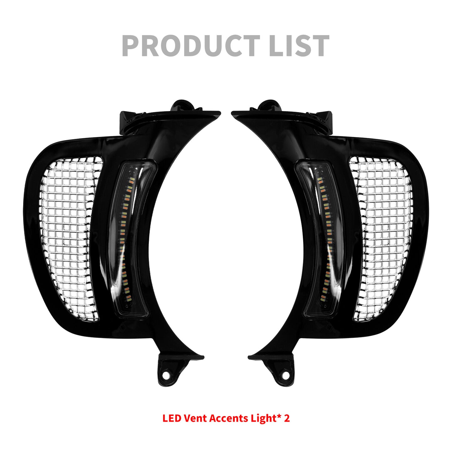 Headlight Vent Accent w/ Chrome Grille LED Light Fit for Harley Road Glide 15-23 Q