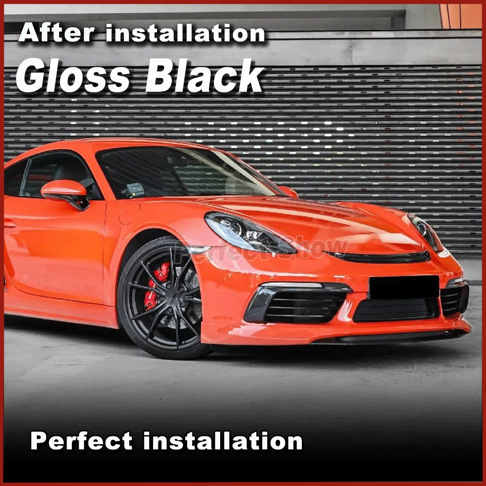 for Porsche 718 Cayman 2016-19 Gloss Black Fog Lamp Fins Splitter Cover