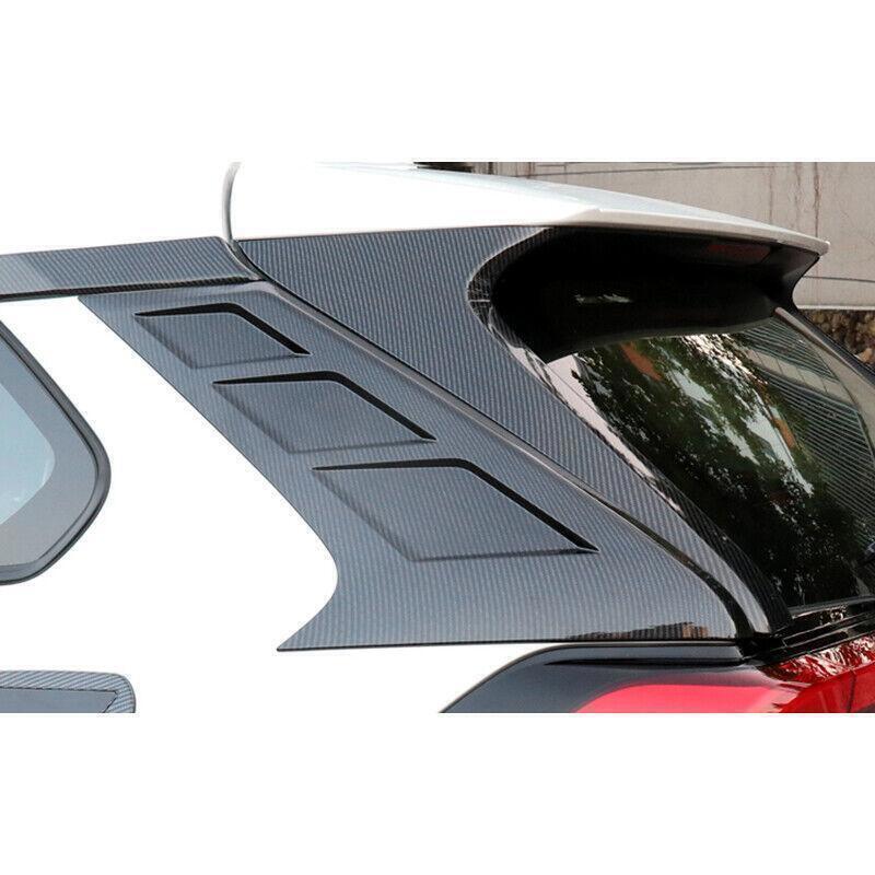 for Toyota RAV4 19-23 Carbon Fiber Rear Trunk Side Pillar Cover Spoiler Trim 2P
