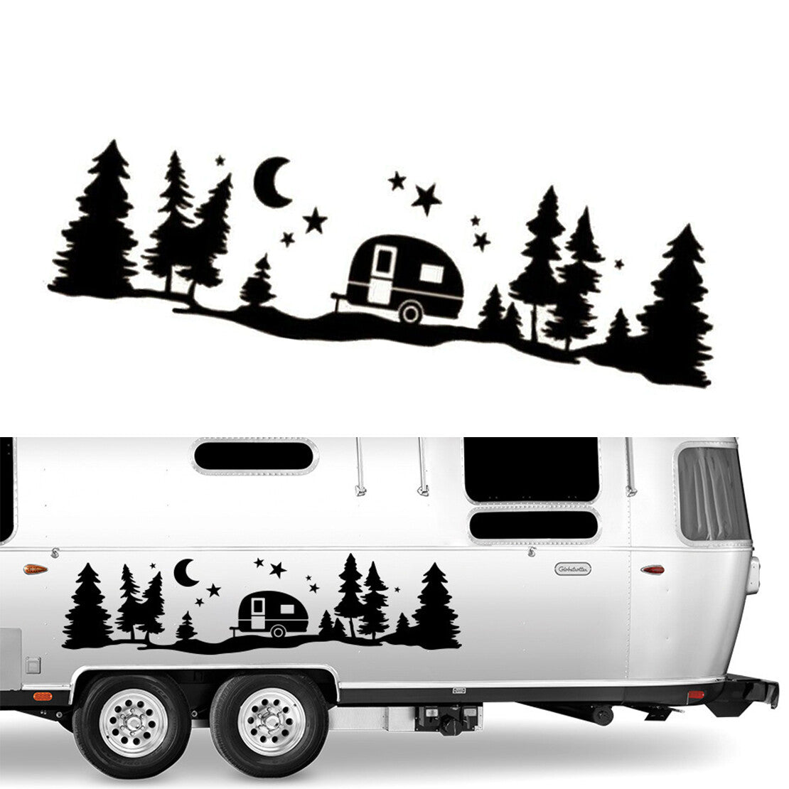 Vinyl Tree Moon Star Graphic Sticker Decal for Camper Motorhome RV Car Trailer Q