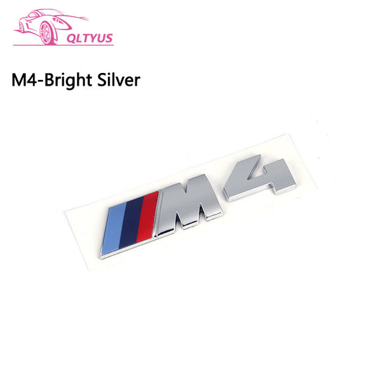 Small Engraved Decal Badge Set for BMW Silver Trunk Badge M4