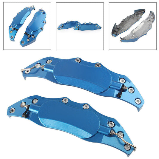 2x Car 3D Style Metal Brake Caliper Covers Universal Front & Rear Large Blue Q