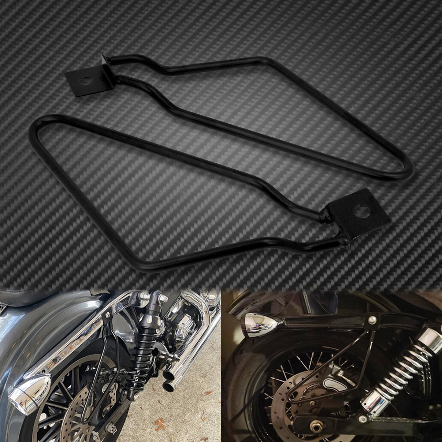 Black Saddle Bag Support Bars Mount Bracket Fit for Harley Sportster XL 883 Dyna Q
