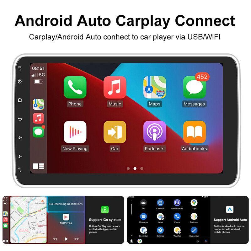 10.1-inch 1DIN rotating screen stereo radio, CarPlay, Android 11, GPS for navigator , WIFI- n