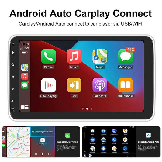 10.1-inch 1DIN rotating screen stereo radio, CarPlay, Android 11, GPS for navigator , WIFI- n