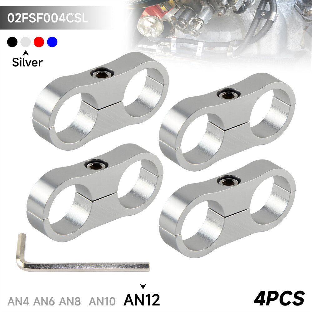 4PCS AN12 BRAIDED FUEL OIL WATER HOSE LINE SEPARATOR 24MM 15/16 12AN SILVER