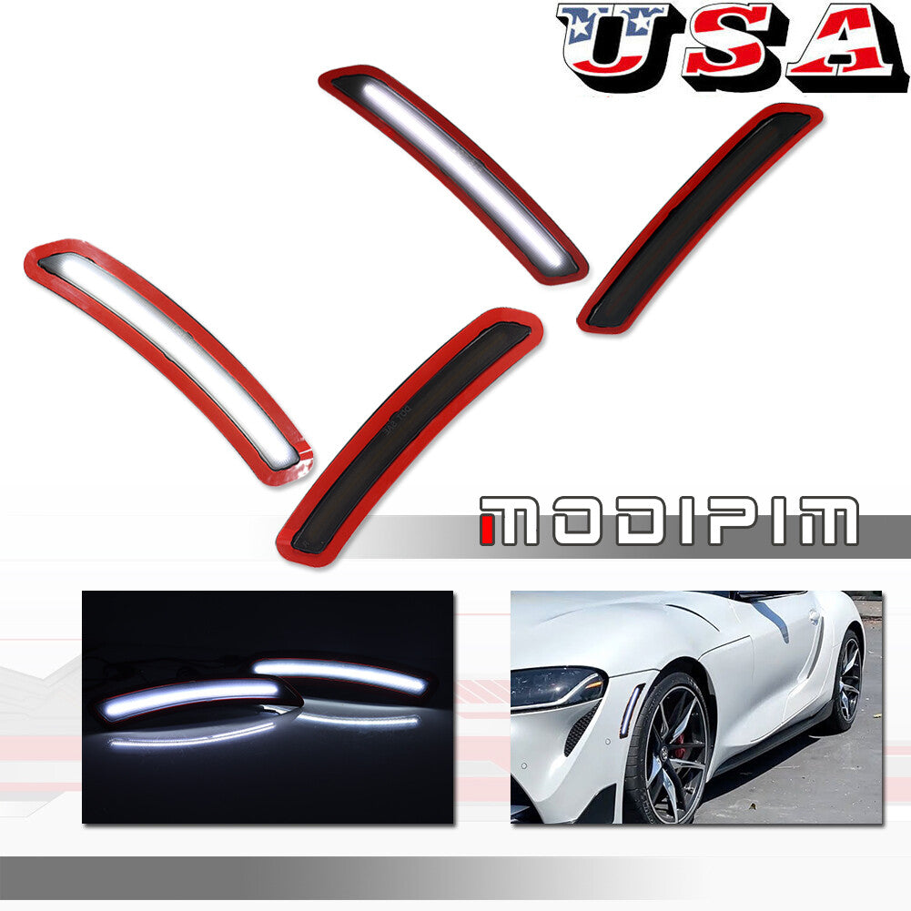 Pack Smoke LED Front + Rear Side Marker Lights White Lights for 2020+ for GR Supra - v