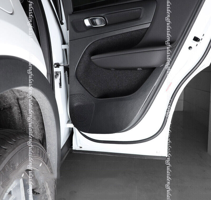 for Volvo XC40 2019-2024 Carbon fiber leather Door Anti Kick Pad Protective Trim