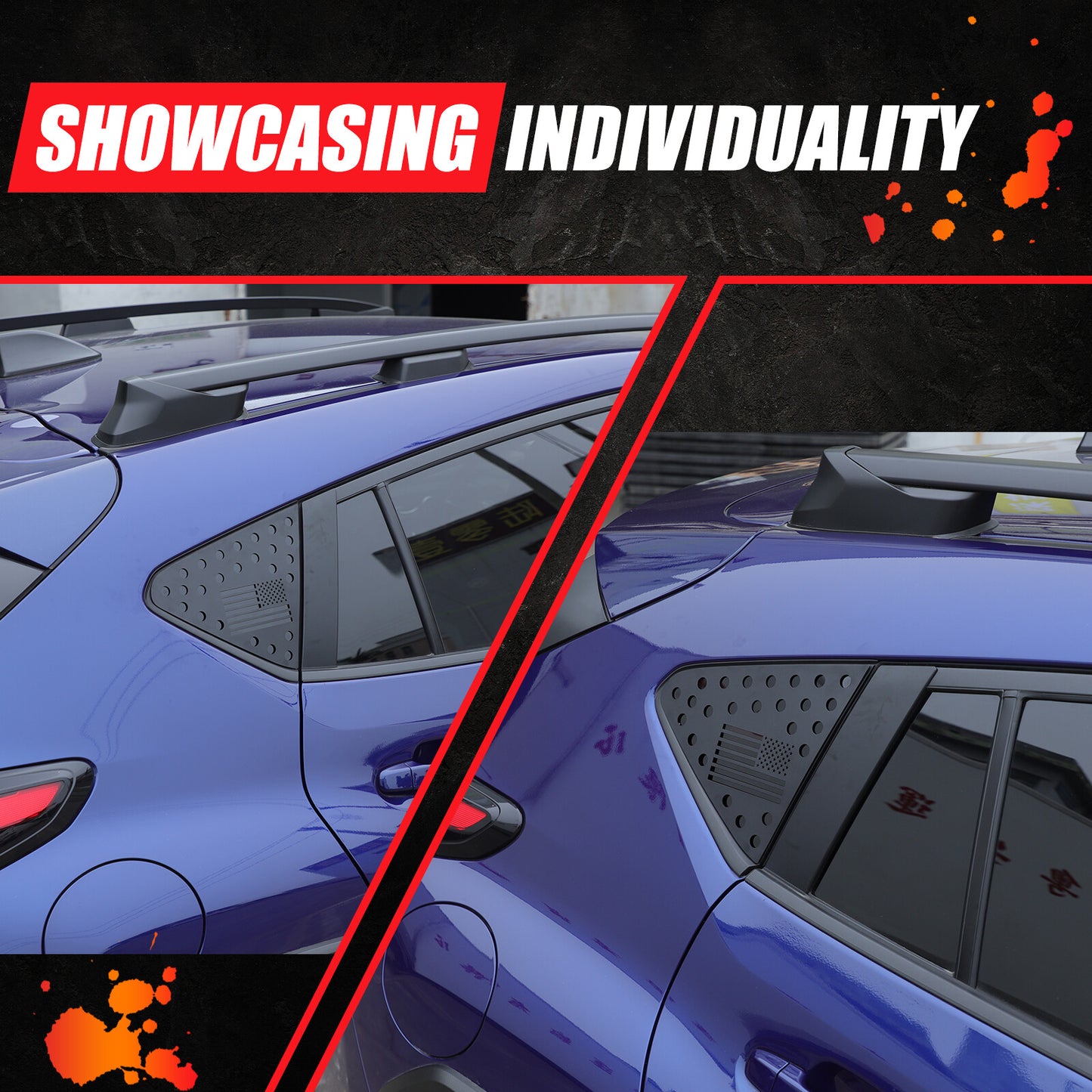 American flag rear window glass triangular decorative cover for Subaru Crosstrek 2023-24- n