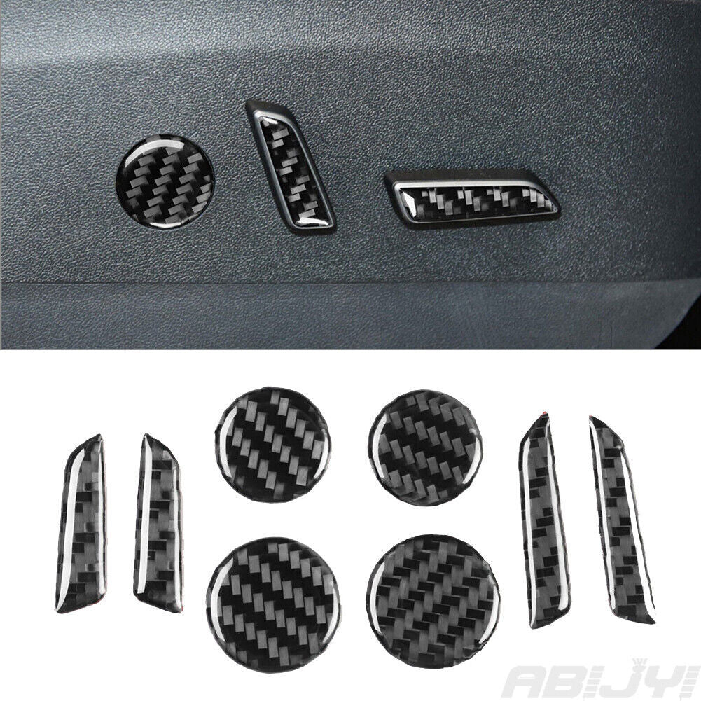 8-Piece Set of Carbon Fiber Interior for Seat Adjustment Button Covers for Model 3/Y - n
