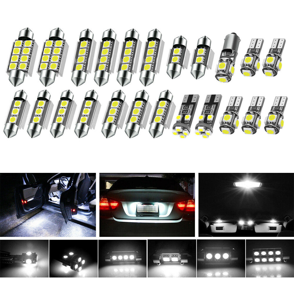 23-Piece White Car SUV Interior LED Light Dome License Plate Mixed Bulb Set - n