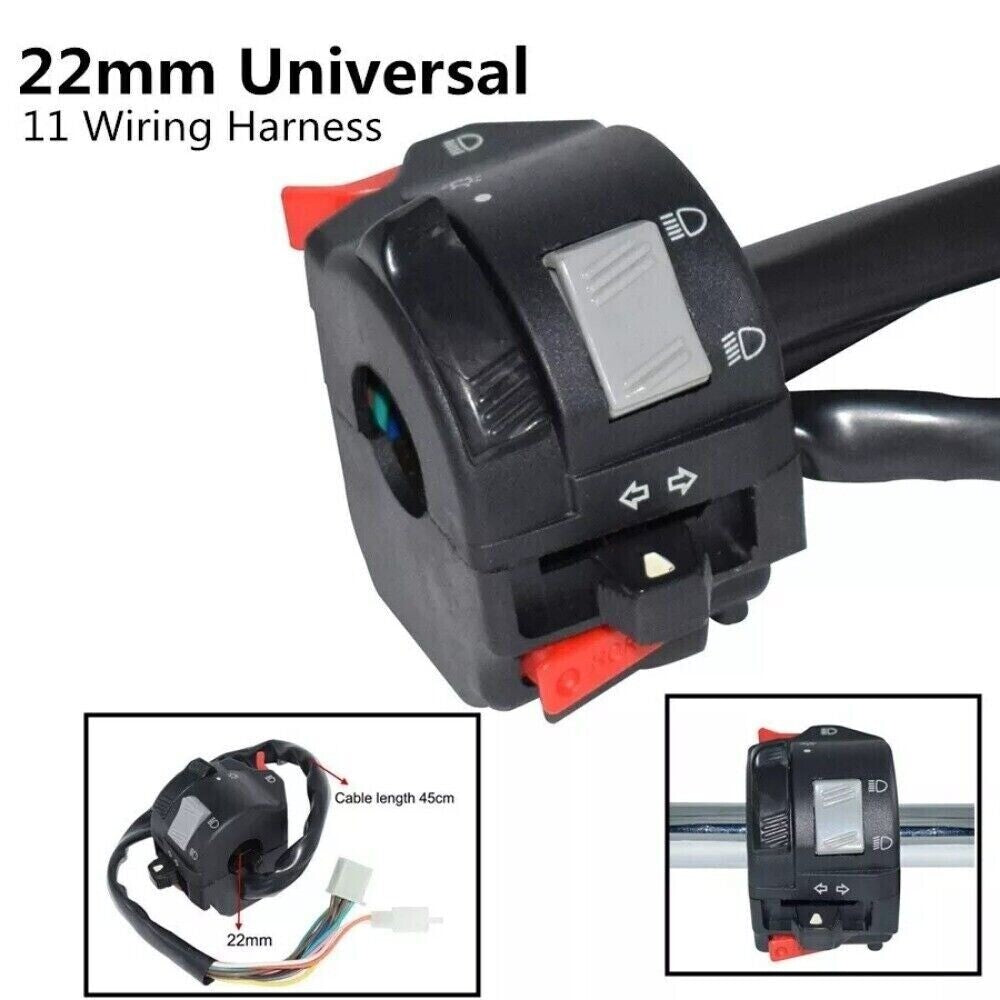 7/8 Motorcycle Handlebar Control Headlight Turn Signal Switch + Wiring Harness. n