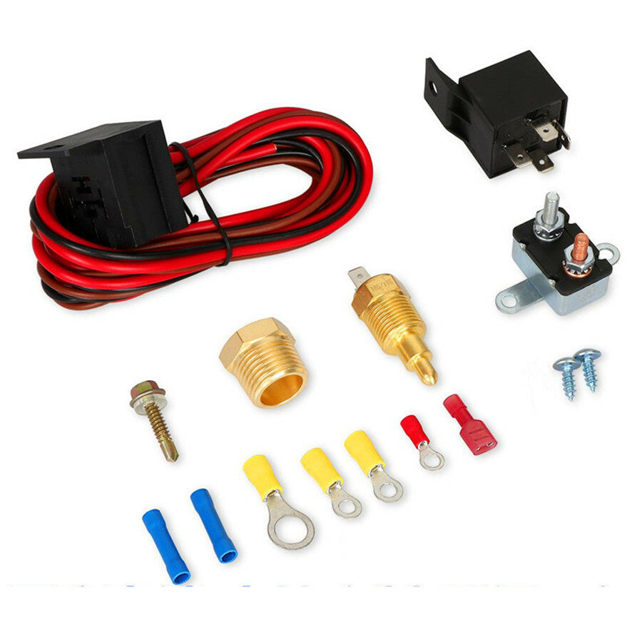 For Hot Rods Engines Electric Cooling Fan Wiring Relay Installation Tool Kit Q