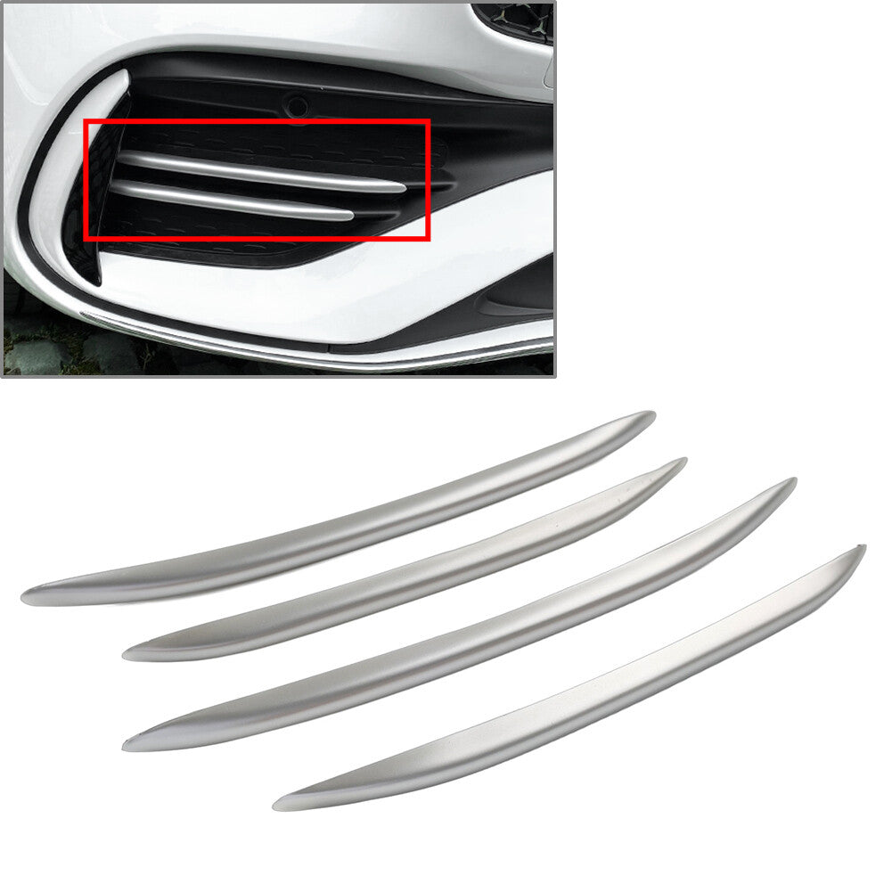 Front Bumper Splitter Fins Body Spoiler Canards Set for Benz C-Class W206 Silver