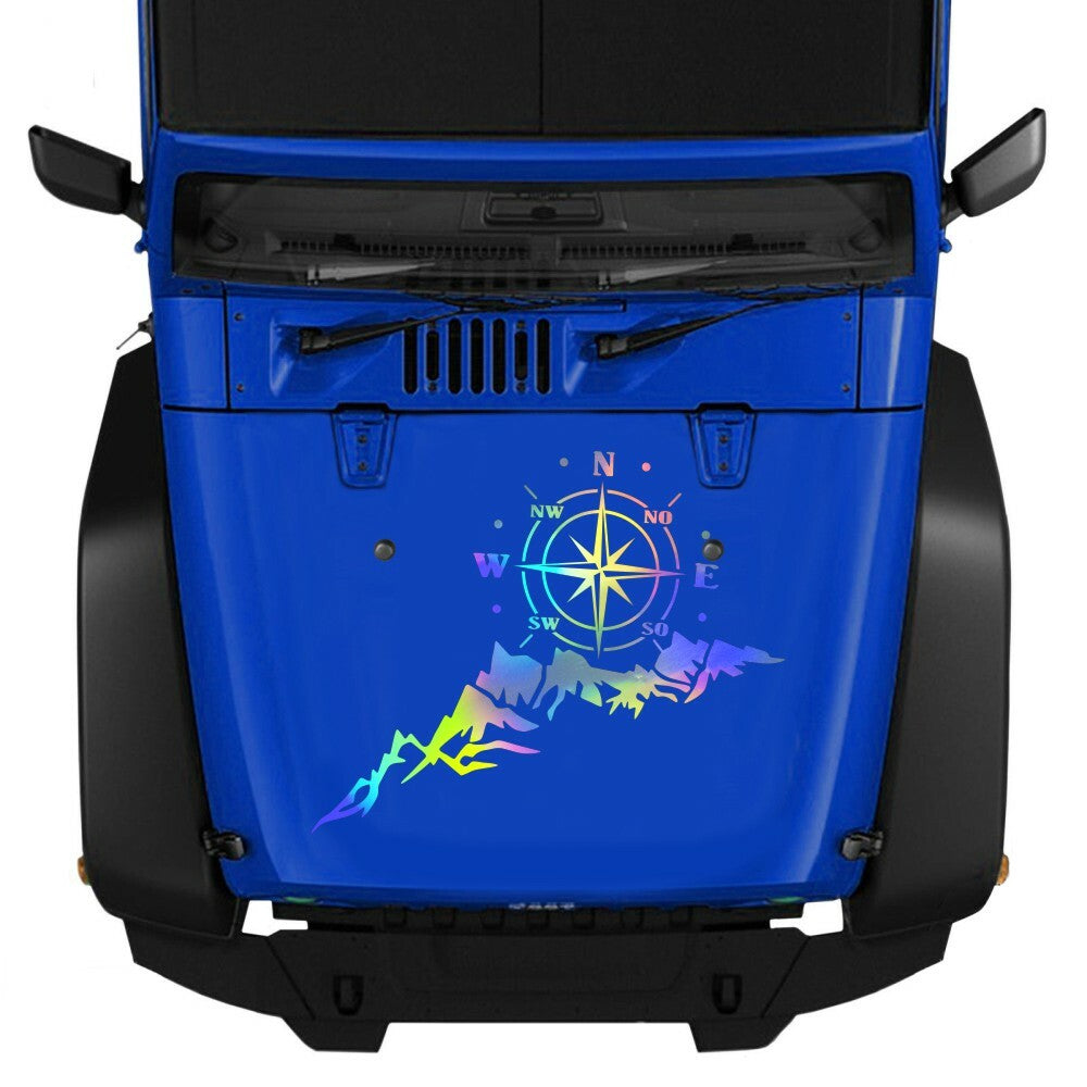 Compass Mountain Range Sticker Decal Vinyl Graphic Camper Car Hood Decoration