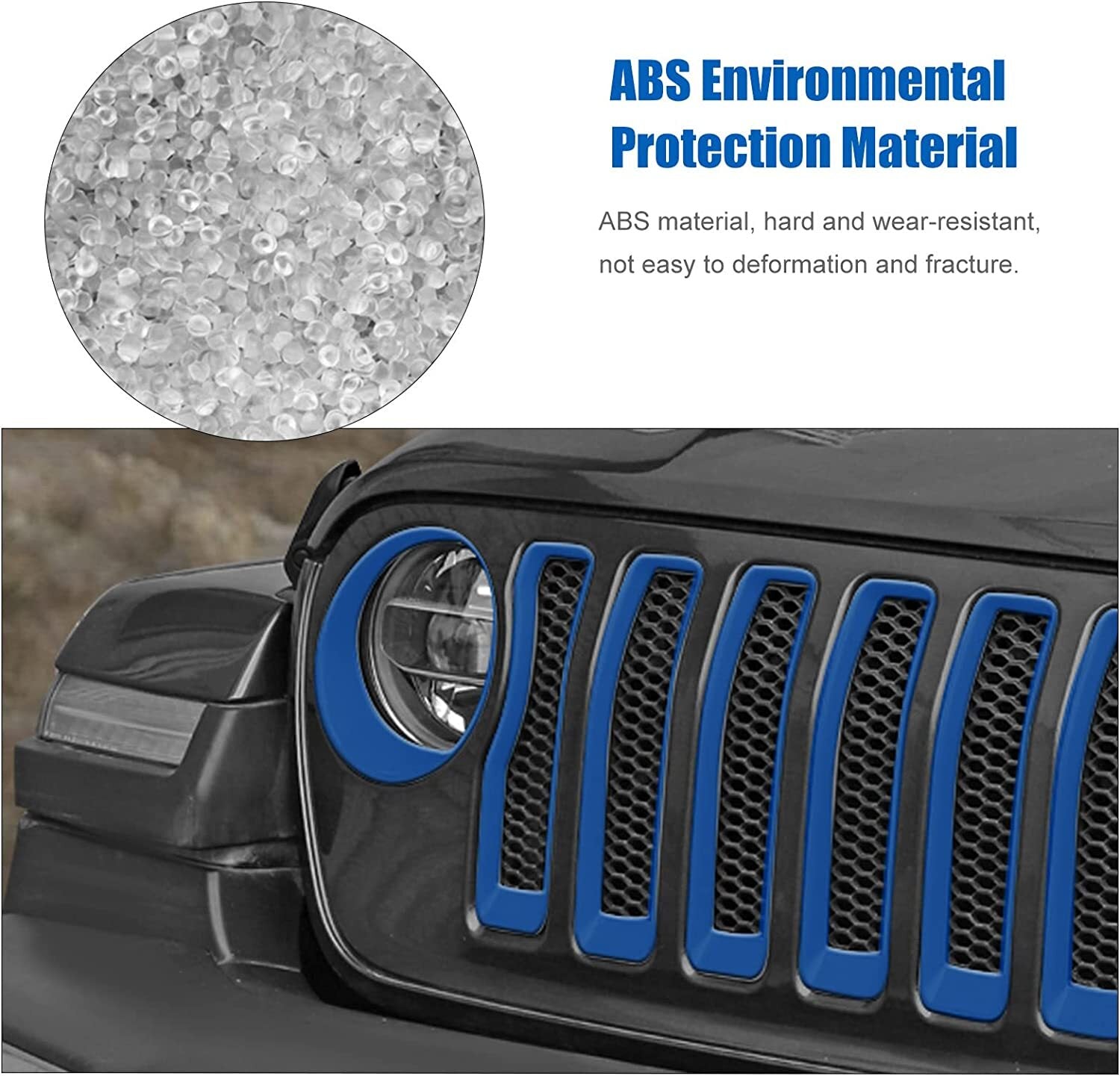 Front Grille Mesh InsertHeadlight Trim Cover for Jeep for Wrangler JL JLU Unlimited