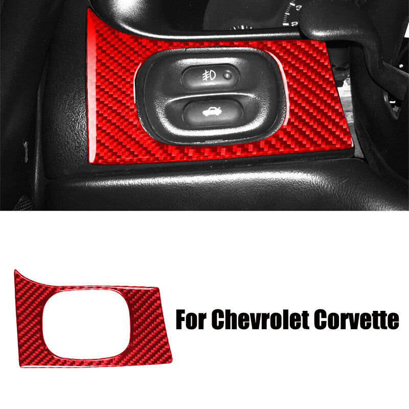 Red carbon fiber car headlight switch button trim for Corvette C5 1998 - 2004 - n