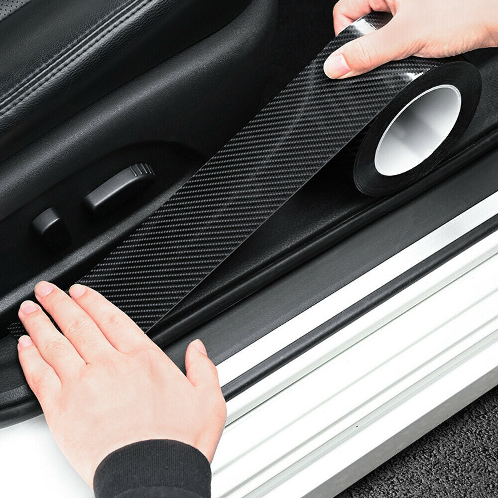 Car Black Carbon Fiber Scuff Plate Entry Strips - Cover Protection - Protection