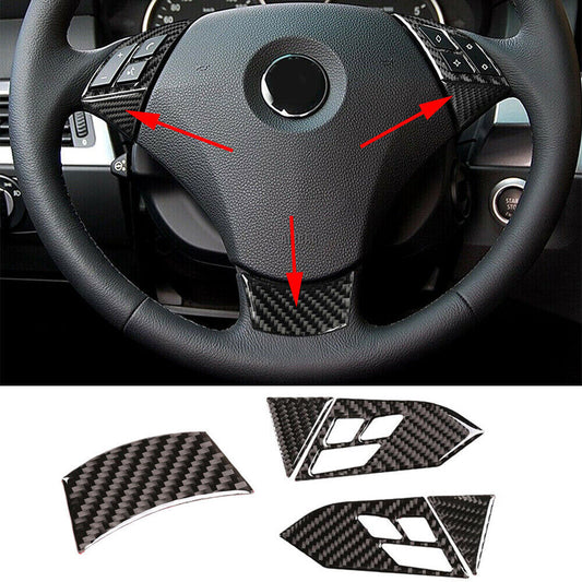 Genuine Carbon Fiber Steering Wheel Button Cover Trim for BMW E60 530i 528i 2004-10