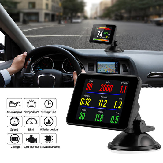 HUD Head Up Display Speedometer Alarm Oil Water Temp Gauge Monitor Car for SUV OBD2 Q