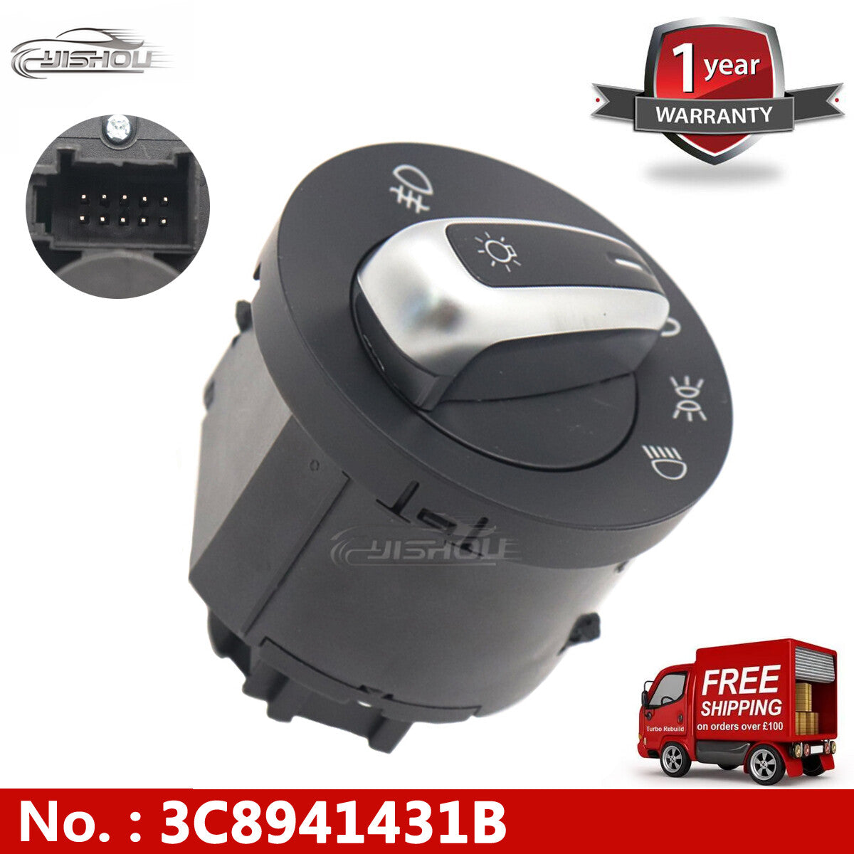 3C8941431BXSH Headlight Switch for Volkswagen for Jetta , for Golf 5, 6, for Passat , B6, and for Tiguan (new)
