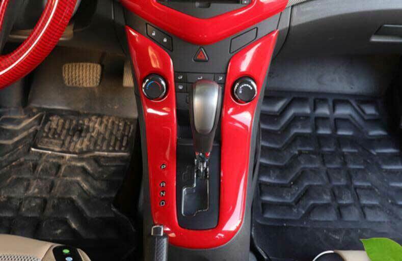 for Chevrolet for Cruze At 2010-15 Glossy Red Central Console Gear Shift Panel Trim