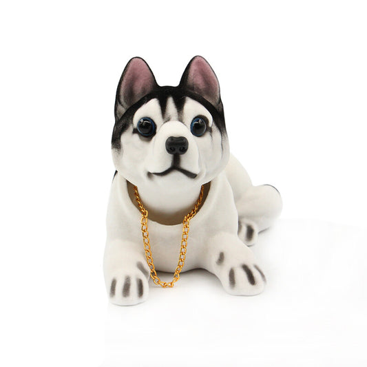 Nodding Lucky Husky Dog Ornaments Bobble Head Toys For Car Dashboard Decor