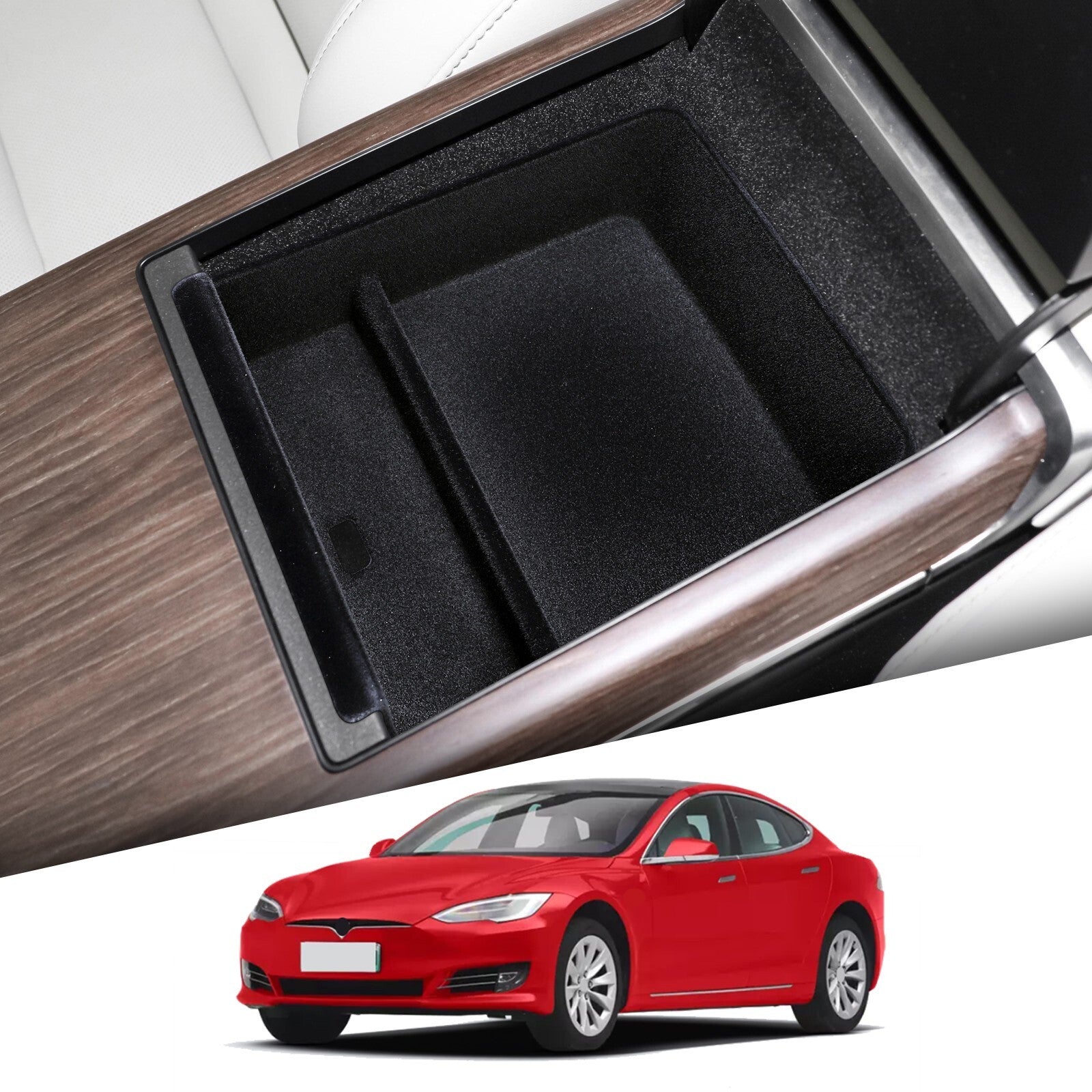 Car Armrest Storage Box for Tesla for Model S Center Console Tray Stowing Tidying