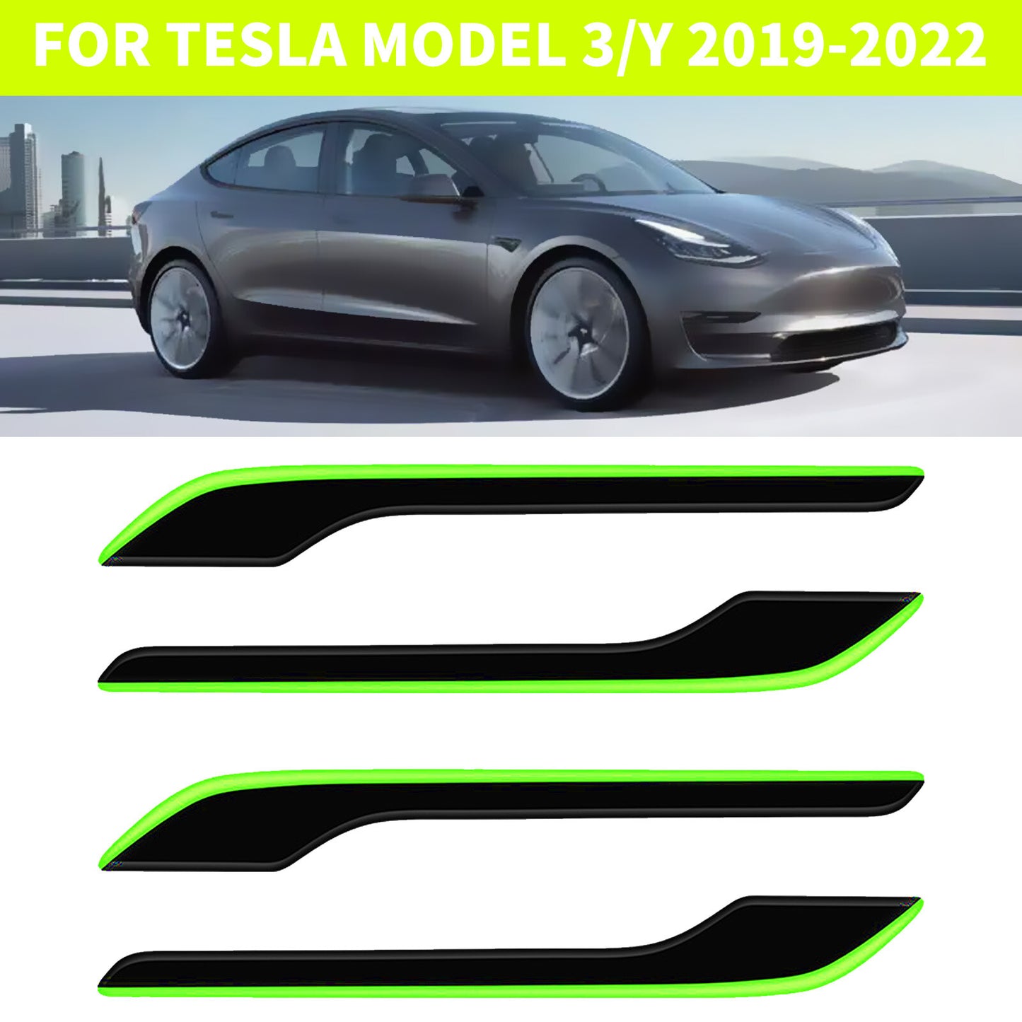 4X Anti-Scratch Car Door Handle Sticker Luminous for Tesla Model 3/Y 19-2022 AT
