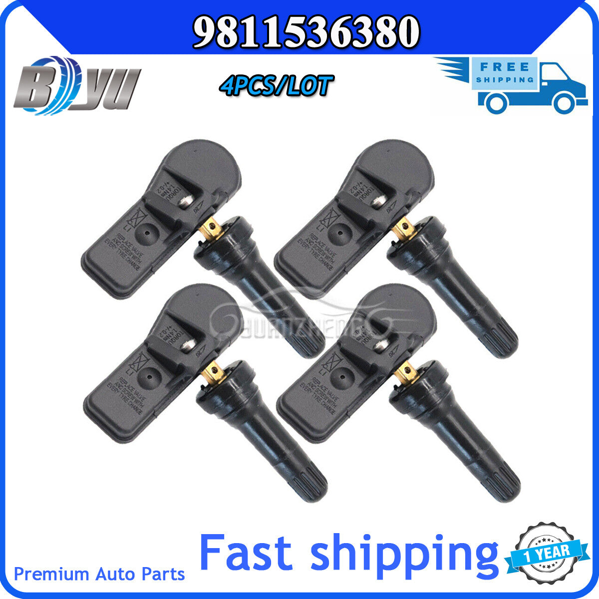 9811536380 is a 4-piece TPMS tire pressure sensor kit suitable for Citroën B9, C4, C5, and for Peugeot RCZ. v