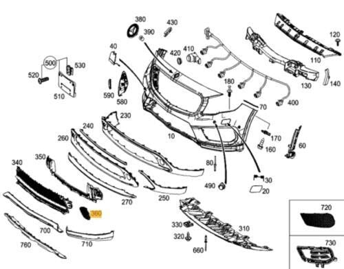 Brand new MB GLA X156 front-engine lowered grill, N/S- n
