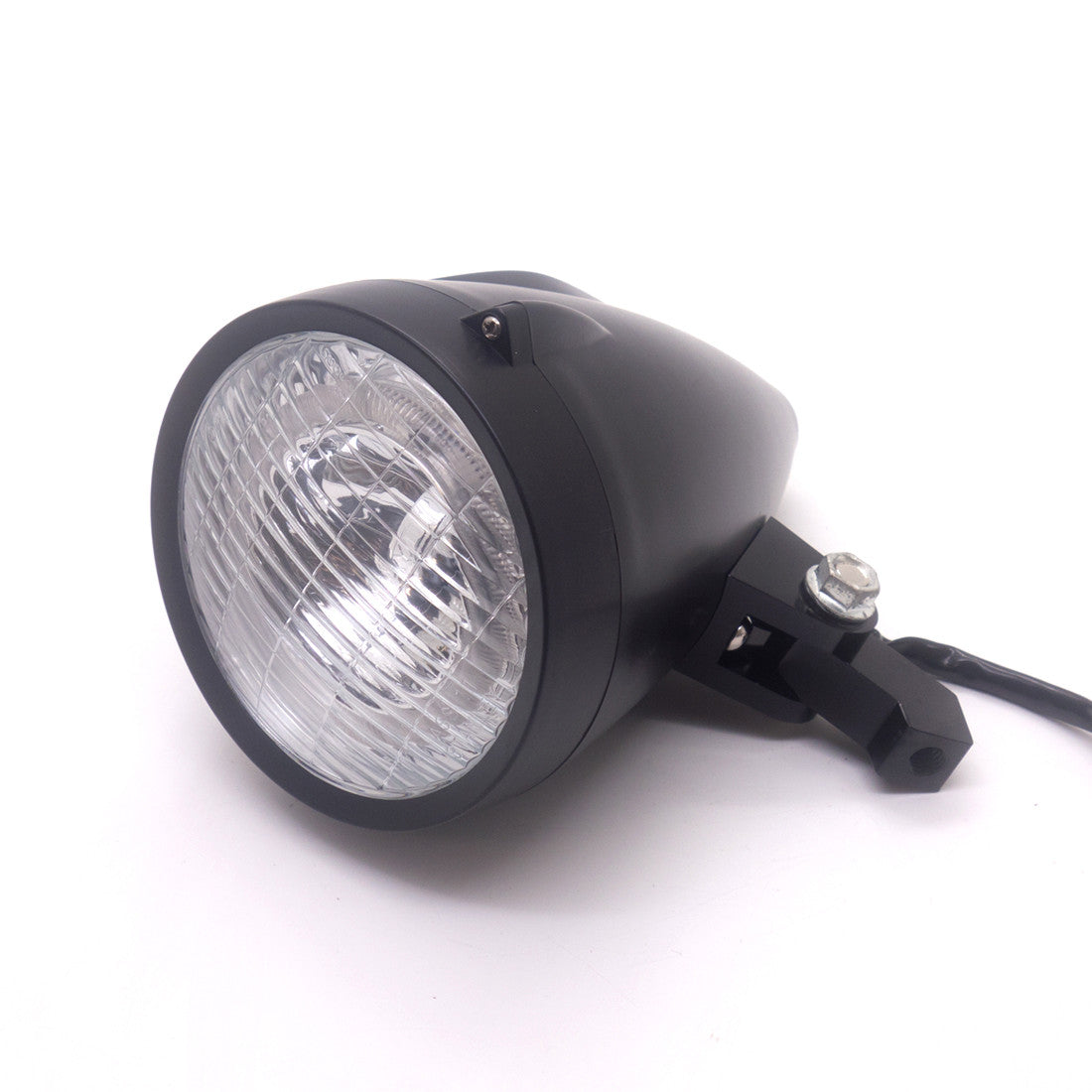 Black LED Bullet Headlight With White Angel Eyes Light for Harley Chopper Bobber Q