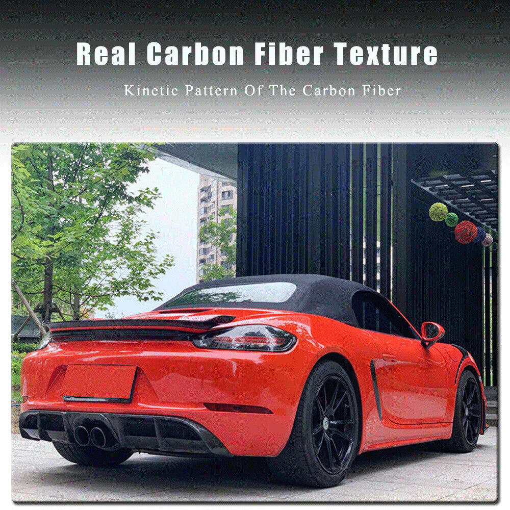 for Porsche 718 Convertible Dry Carbon Fiber Rear Trunk Spoiler Wing Lip