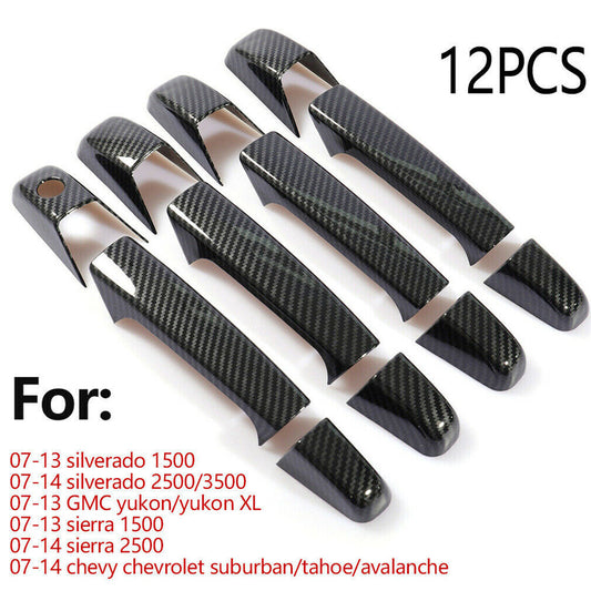 For 2007-13 for Chevrolet Tahoe Suburban Carbon Fiber Style Door Handle Cover Trim