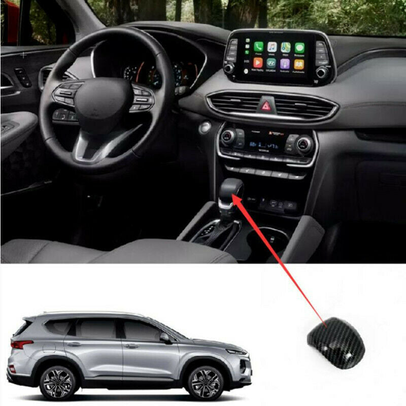 for Hyundai Santa Fe 2019-2022 Carbon Fiber Central Console Gear Shift Knob Trim