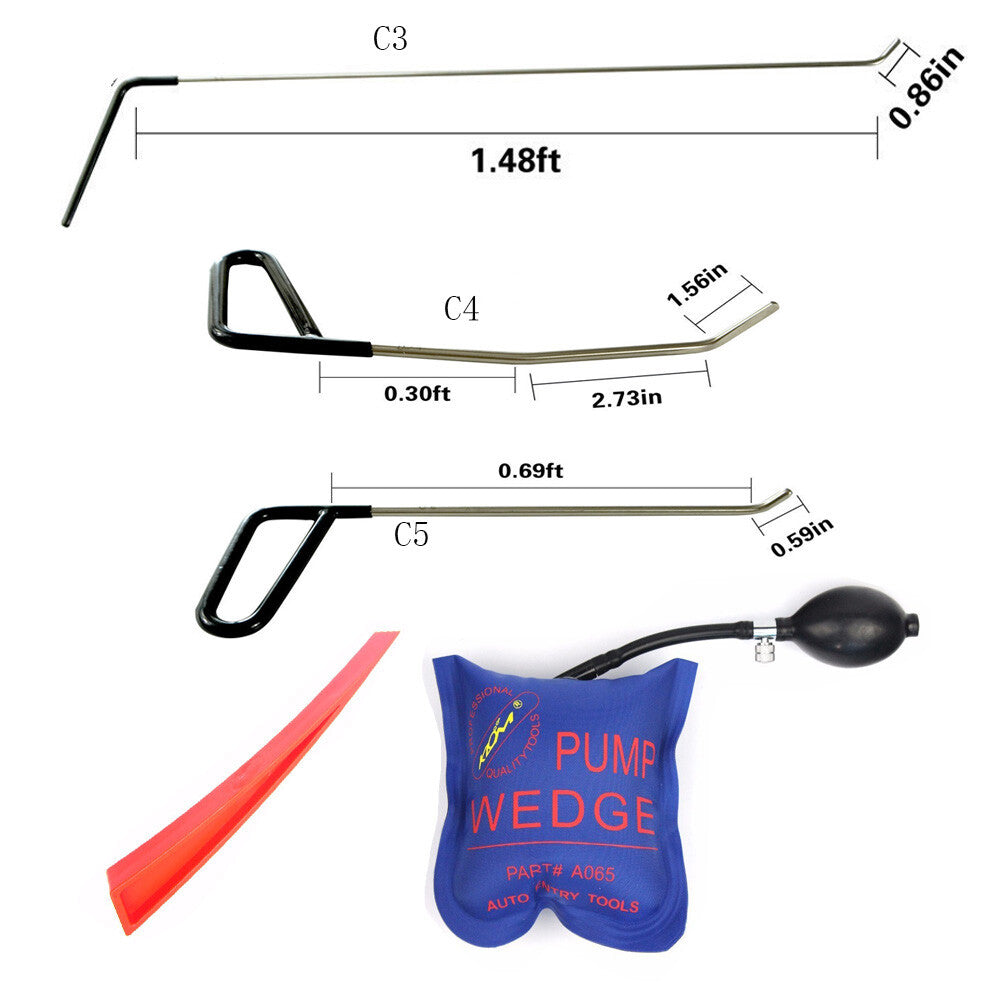 Automotive Paintless Dent Repair Kit Hook Rods Dent Removal Tools v