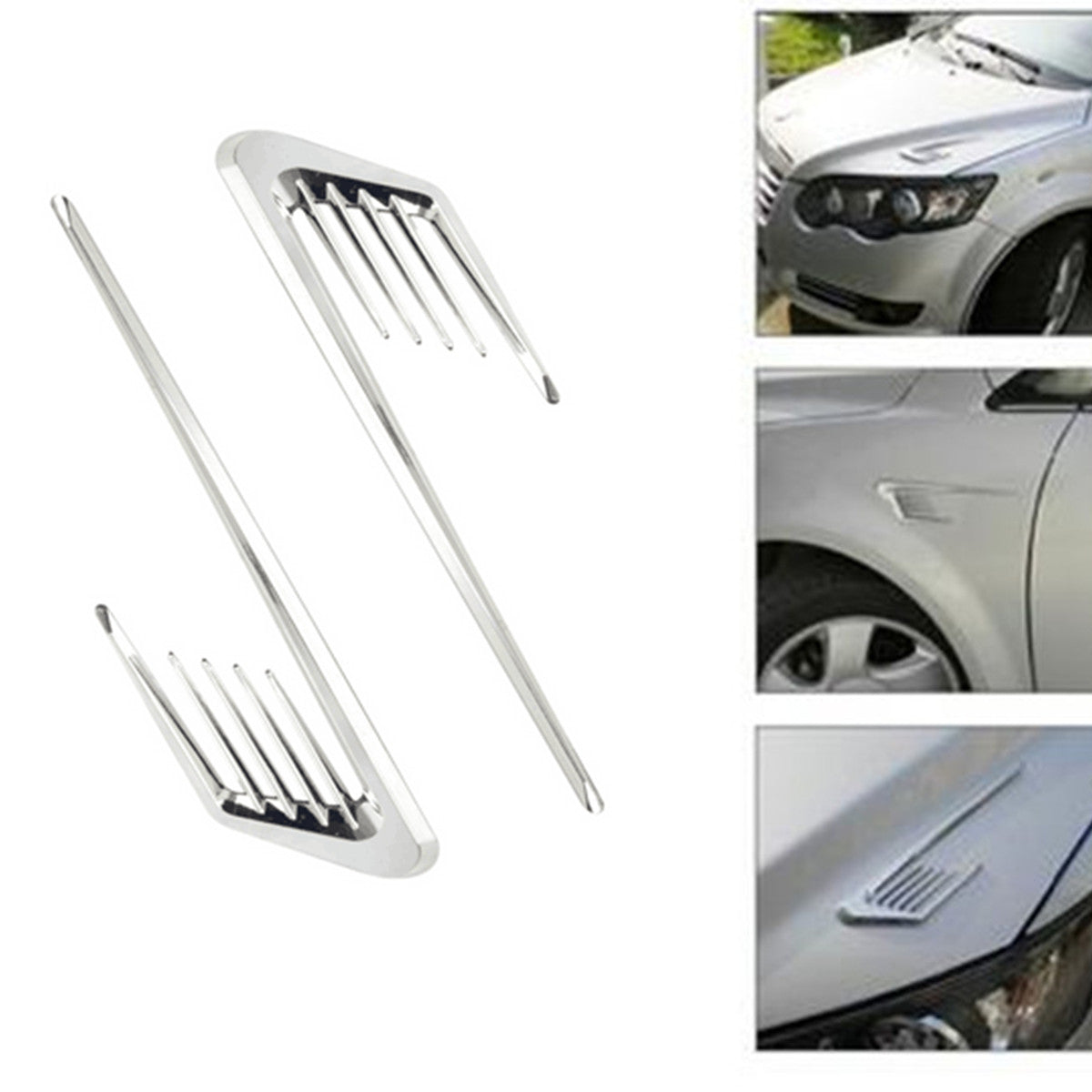 Chrome Car Fender Side Hood Decor Air Flow Vent Sticker Accessories Decoration