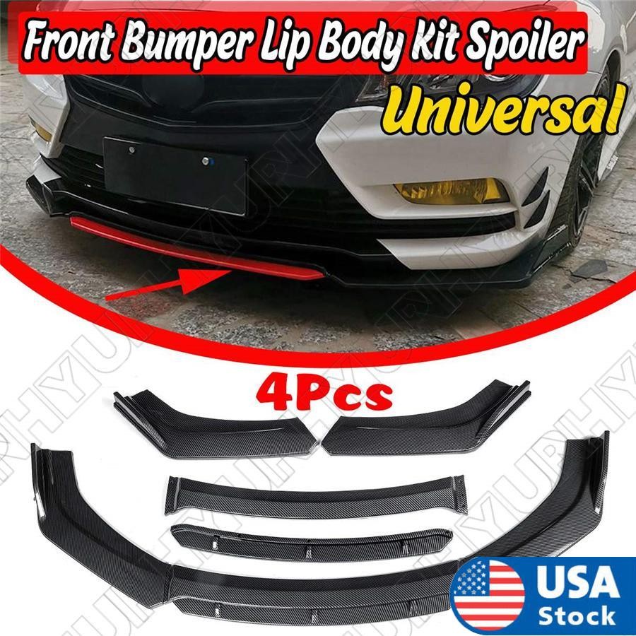 4× 3D Carbon Fiber Color Car Front Bumper Splitter Lip Diffuser Spoiler Body Kit Q