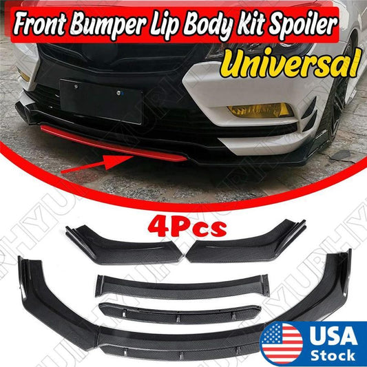 4× 3D Carbon Fiber Color Car Front Bumper Splitter Lip Diffuser Spoiler Body Kit Q
