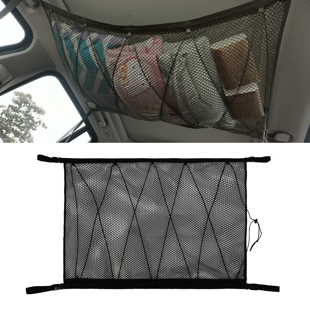 Nylon plastic black car storage bag, truck rear mesh luggage compartment organizer bag - n