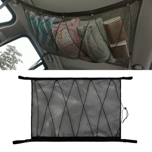 Nylon plastic black car storage bag, truck rear mesh luggage compartment organizer bag - n