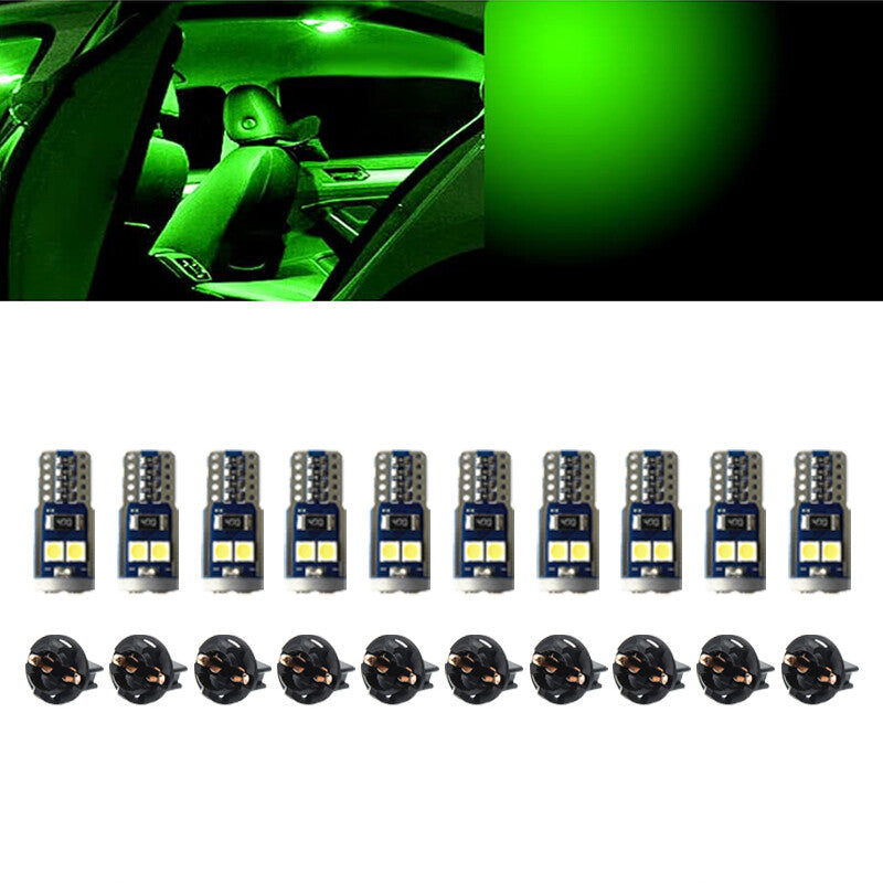 Green Light 10Pcs T10 3030-6SMD LED Lights License Plate High Lights Bulb