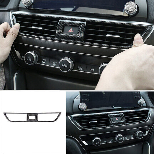 for Honda Accord 18-22 Middle Console Air Outlet Vent Trim ABS Carbon Fiber Look