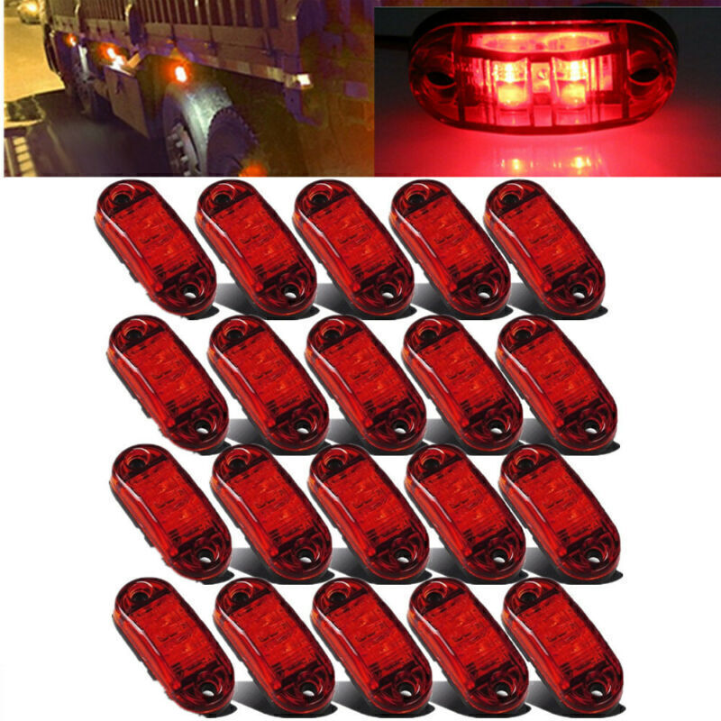 Red 2 LED Side Marker Lights Clearance for Camper Trailer Truck Lamp 12V-24V